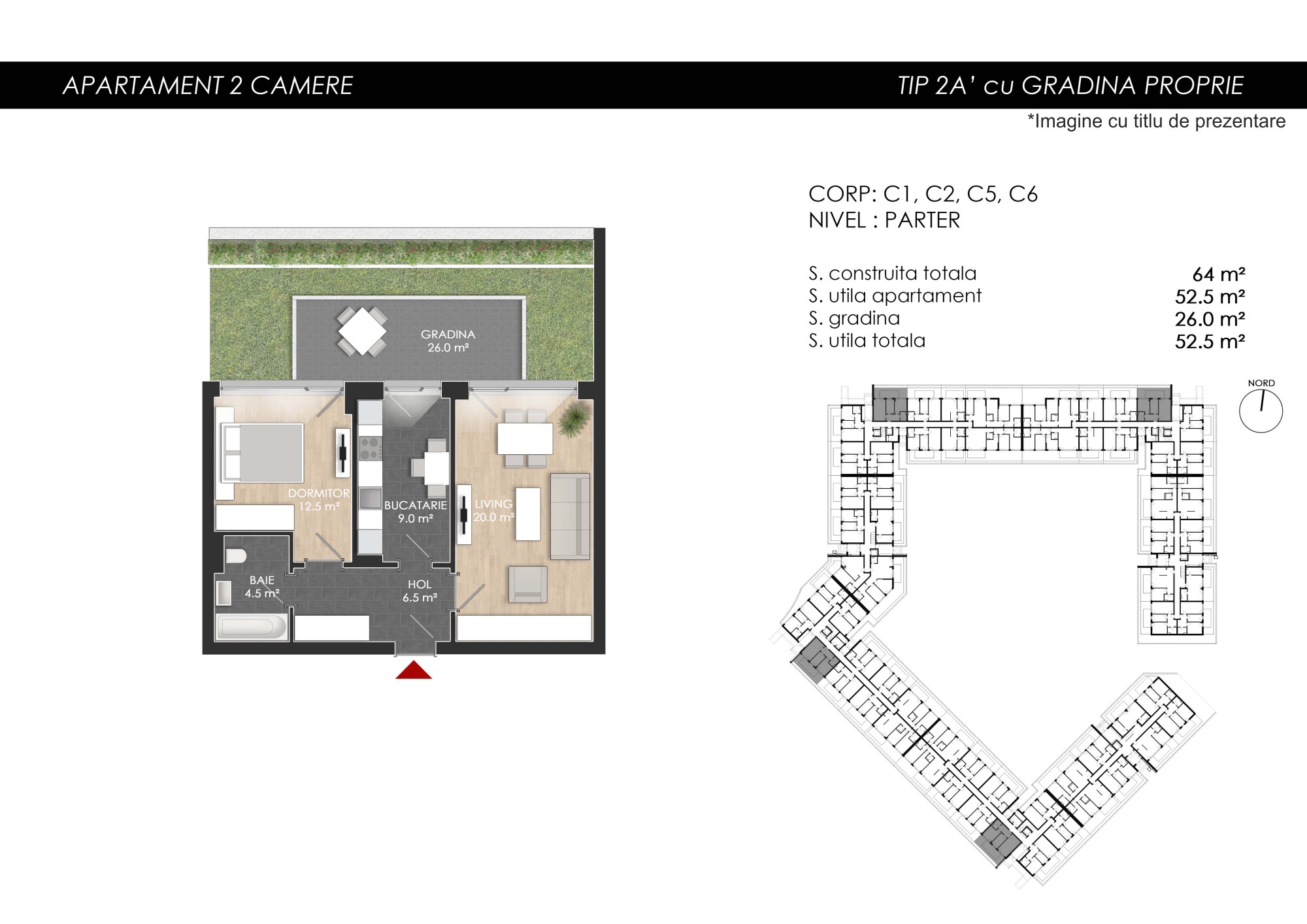 Apartament 2 camere tip 2A’G - PRET DEZVOLTATOR 155 300 E - 2