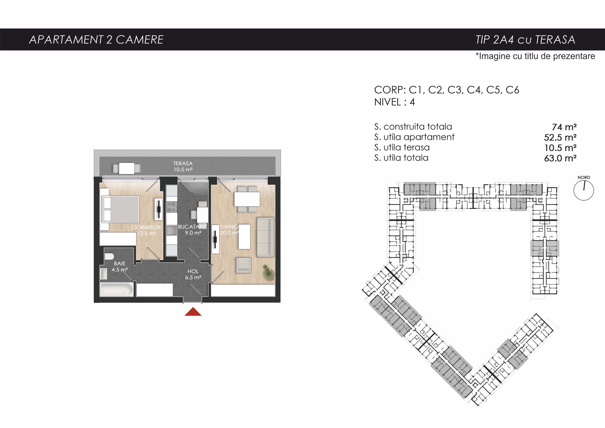 Apartament 2 Camere Tip 2A4 - PRET DEZVOLTATOR 140 100 E - 2