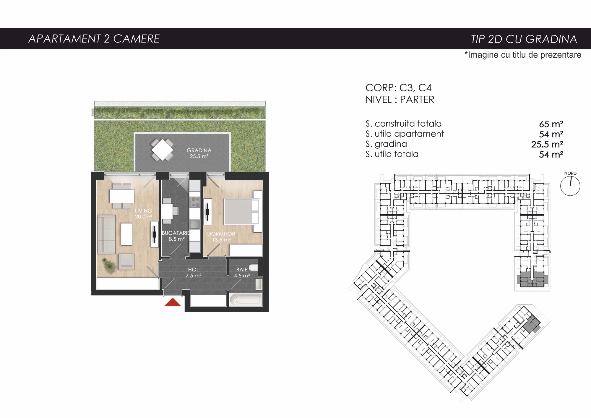 Apartament 2 camere tip 2DG - PRET DEZVOLTATOR 157 800 E - 2