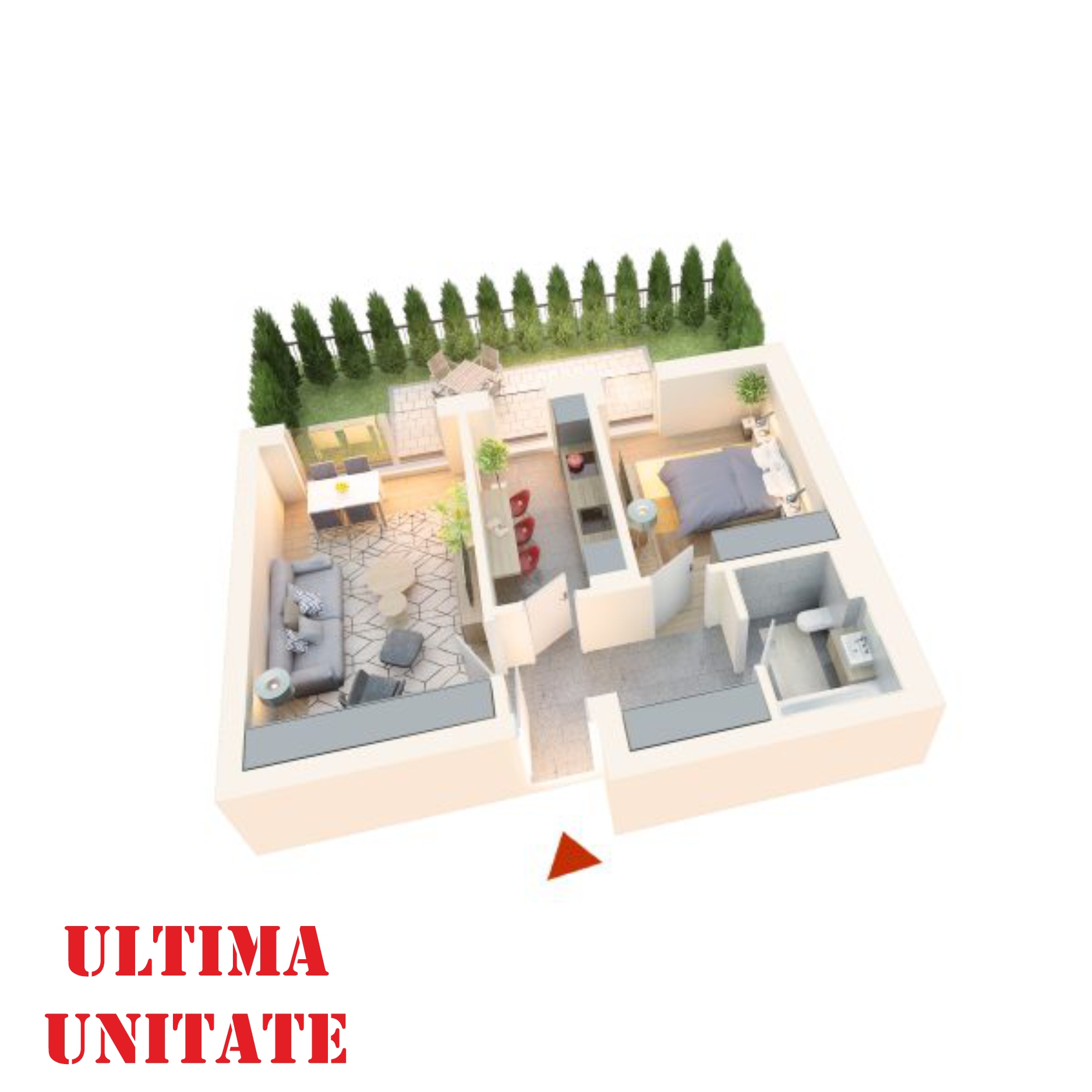 Apartament 2 camere tip 2DG - PRET DEZVOLTATOR 157 800 E