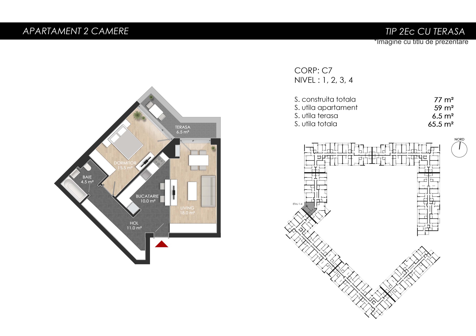 Apartament 2 camere tip 2Ec - PRET DEZVOLTATOR 146 700 E - 2
