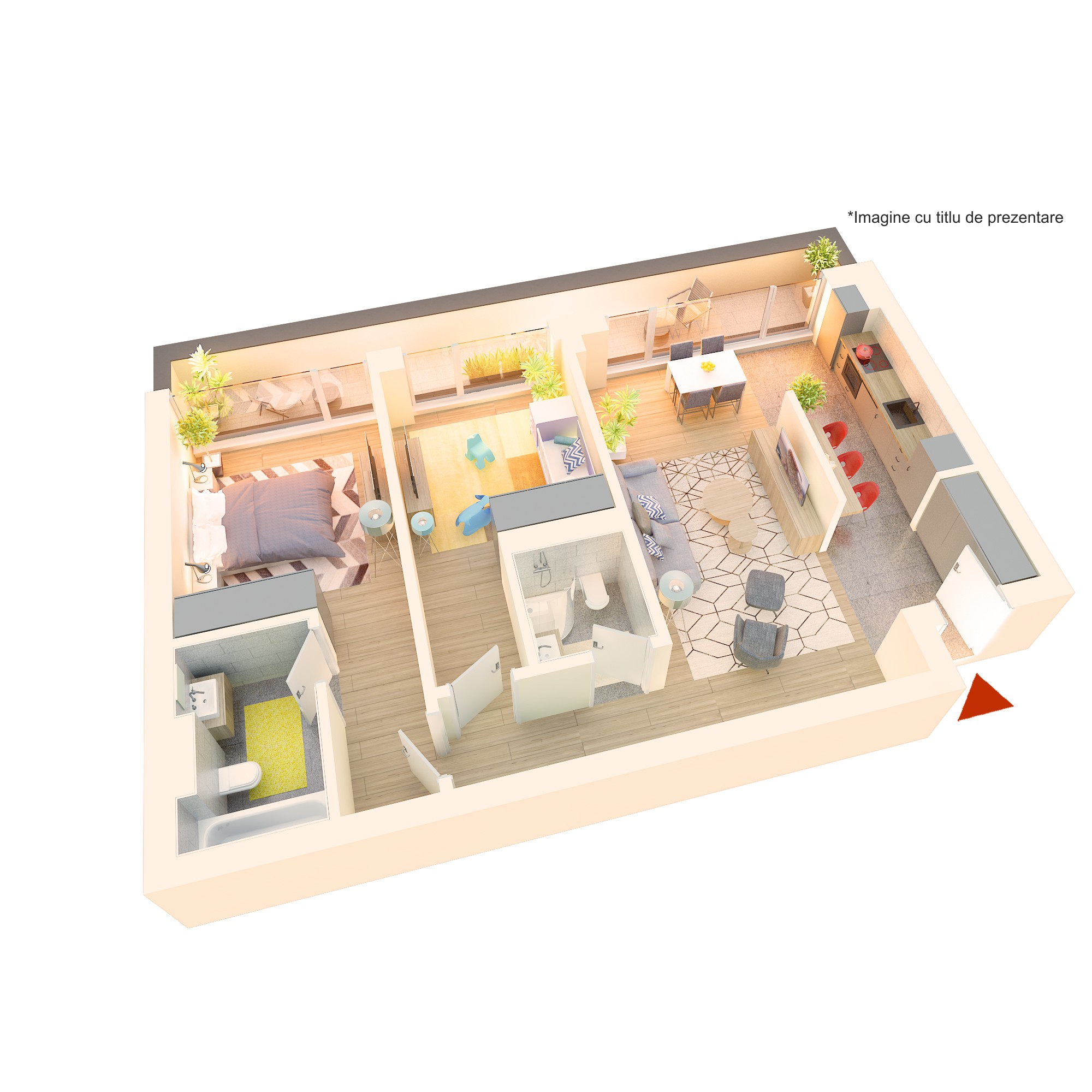 Apartament 3 camere tip 3A4′ - PRET DEZBOLTATOR 186 000 E