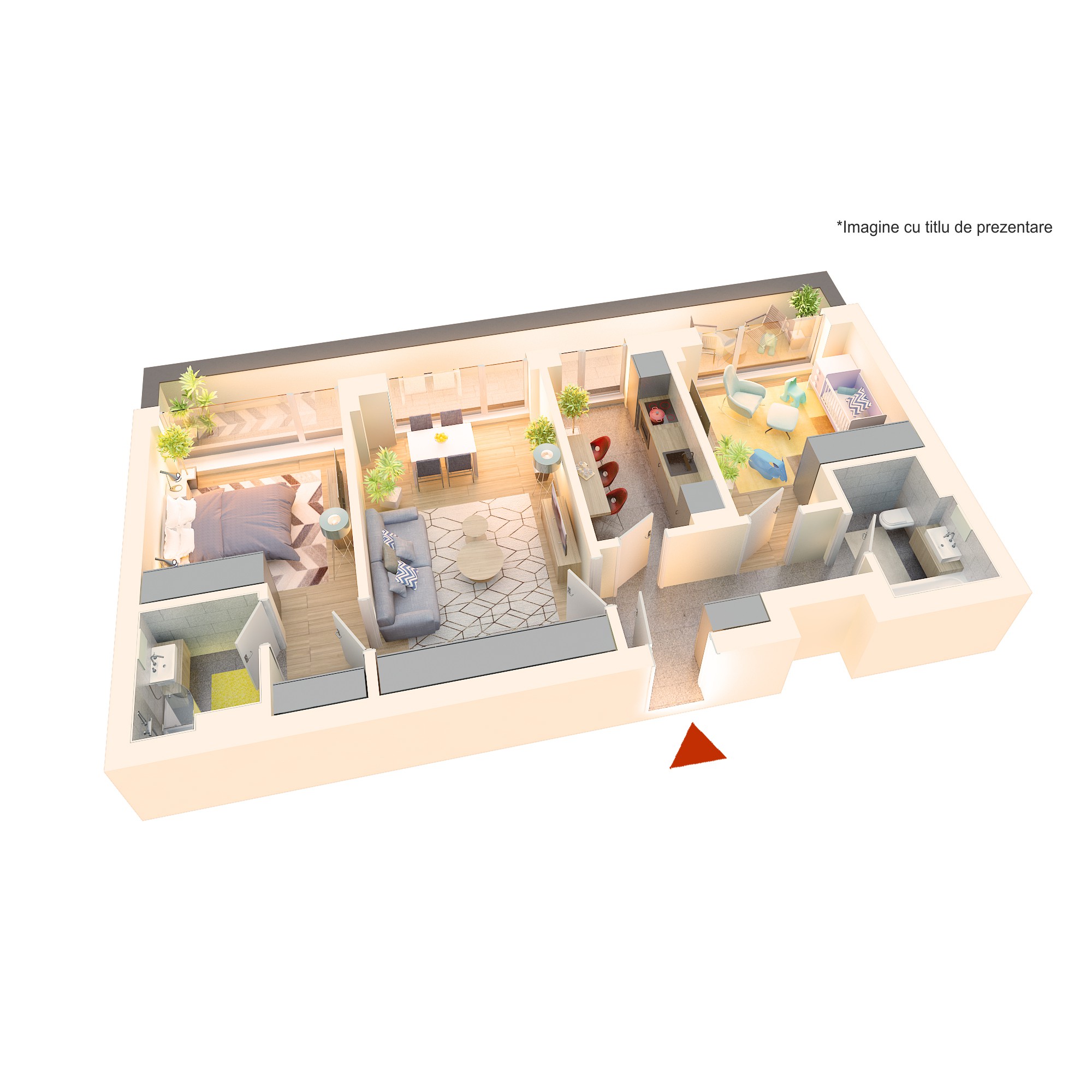 Apartament 3 camere tip 3C4′ - PRET DEZVOLTATOR 185 000 E