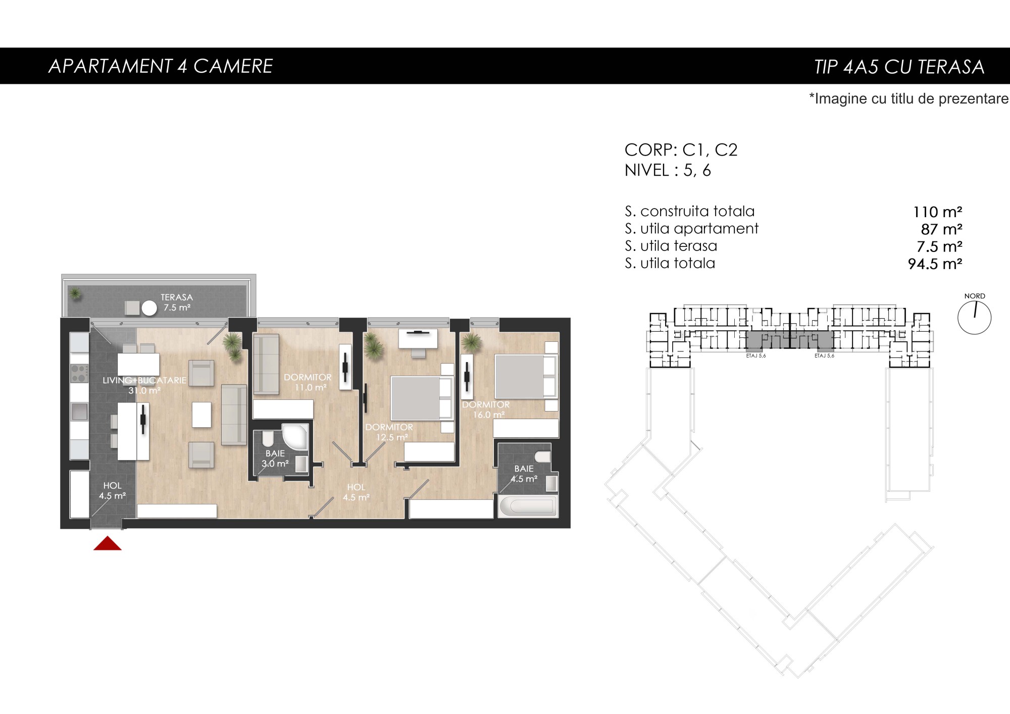 Apartament 4 Camere Tip 4A5 - PRET DEZVOLTATOR 216 200 E - 2