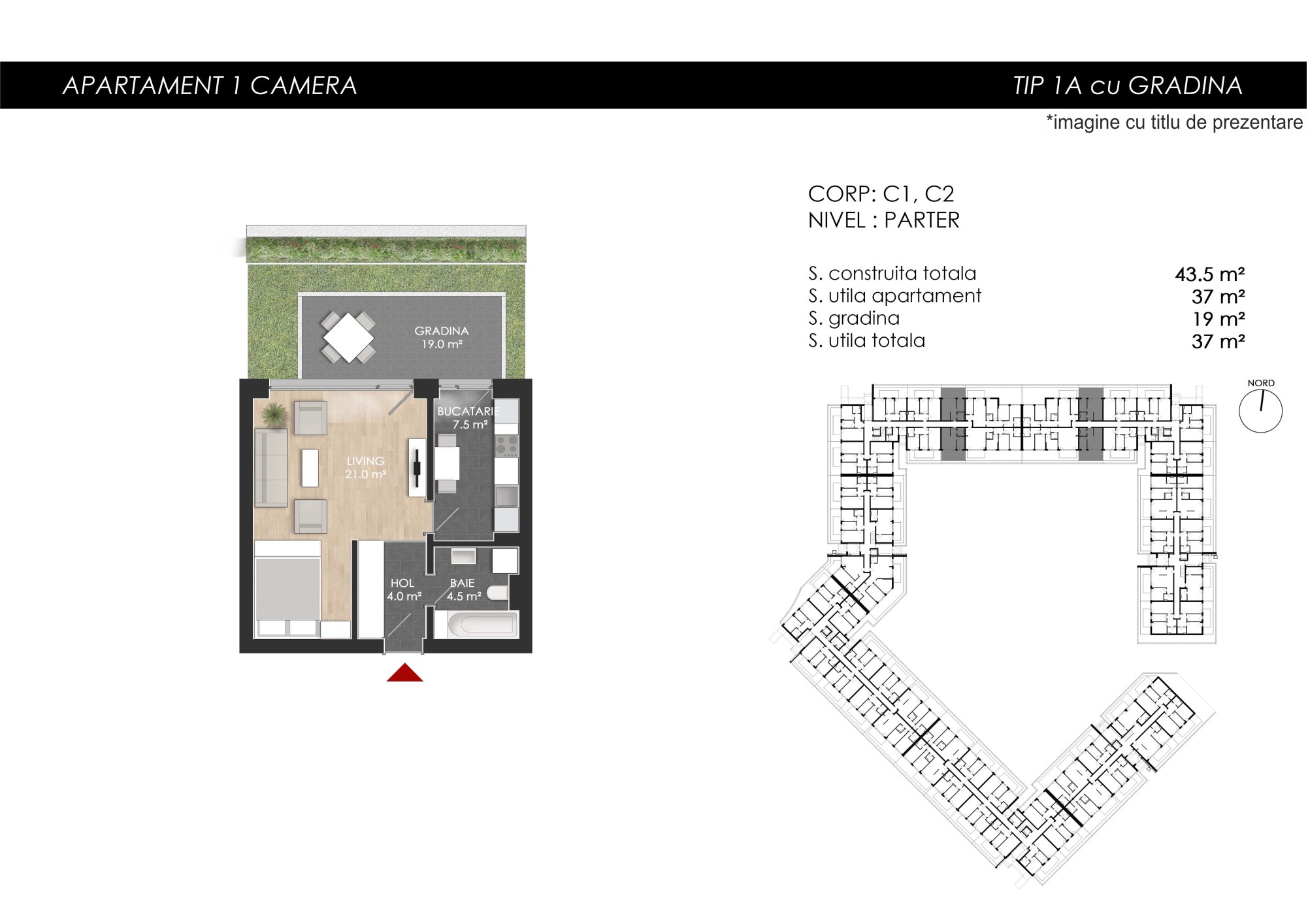 Apartament Studio Tip 1A - PRET DEZVOLTATOR 111 400 E . - 2